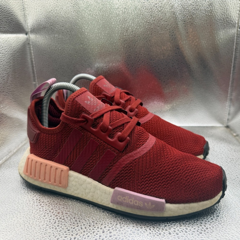 Size 7 Adidas NMD‎ R1 Womens Burgundy Red Comfort Running Sneakers B37646